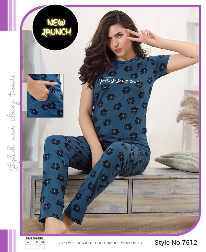 Summer Special Vol B 479 Printed Hosiery Cotton Night Suit
